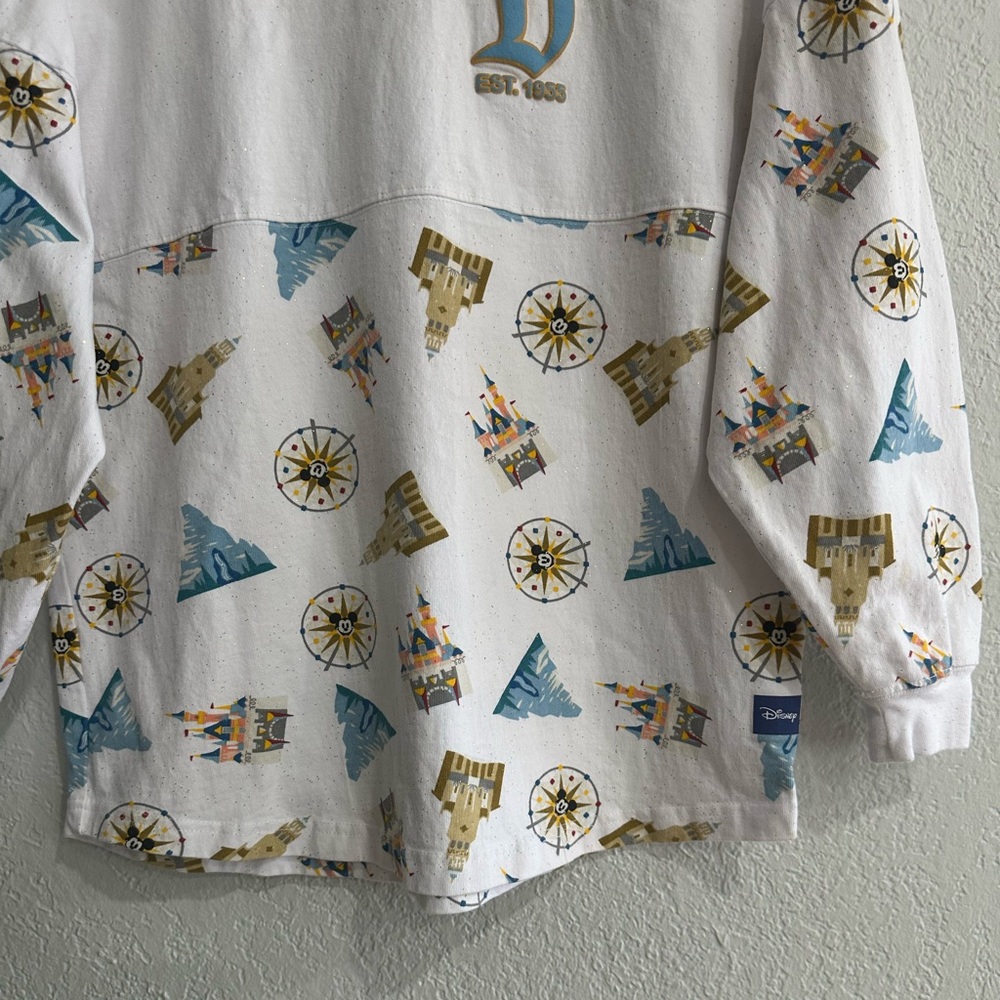 Disneyland Resort Spirit Jersey White Allover Print Long Sleeve Top Size S - Picture 3 of 16